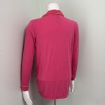 Women's Kickee Pants Collared Pajama Shirt in Flamingo Tamarin Trim Small Pink Photo 6