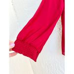 Alice + Olivia  Puff Sleeve Silk Drape Cowl Neck Top Blouse Burgundy Women's Large Photo 1