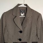 Vintage Sweet Suit Blazer Black Tan Checkered Bow Size 8P Photo 3
