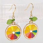 Colorful Citrus Slice Earrings Red Photo 1