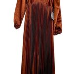 ZOE AND CLAIRE Long Sleeve Pleated Midi Dress in Sienna Size M Photo 6