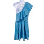 Urban Outfitters Red Camel One Shoulder Ruffle Chambray Denim A-Line Blue Dress Large Photo 1