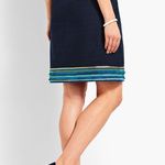 Talbots Tweed Knit Embroidered Sequin Fringe Pencil Skirt Navy Blue Size 10 Photo 1