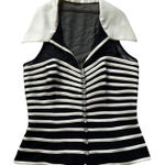 JS Collections  Black Cream Collared Sleeveless Formal Blouse Size 4 Photo 0