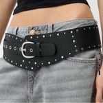 ZARA  Black Belt with Silver Studs Photo 0