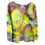 A New Day  Medium Top Handmade Tie Dye Long Sleeve Yellow Spiral Festival 1757 Photo 1