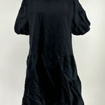 ZARA black short puff sleeve 100% cotton short sleeve dress size medium Photo 0