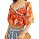 Free People  Mirabella Floral Wrap Front Blouse Photo 0