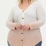 Torrid  Women 0X Blush‎ Dip-Dye Brushed Waffle Knit Tunic Pullover White Shirt Photo 0