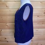 Handmade Beaded Sequin Diamond Tank Top Blouse Blue Size L Photo 3