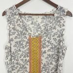Garnet Hill Floral Print Silk Sleeveless Tank Top Blouse White Yellow Size 16 Photo 1