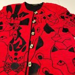 Vintage Allure 80s 90s Boutique Red Black jacket coat‎ blazer Abstract Office Photo 3