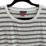 Vince Camuto  gray cream ivory striped t-shirt dress tunic linen shift dress Photo 1