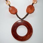 Boho Seed Bead, Crystal & Faux Cherry Quartz Necklace Orange Photo 1