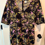 Melrose and Market  Womens Dress Black‎ Purple and Gold V-Neck Lightweight Medium Photo 0
