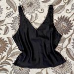 Vintage Cami Black Animal Print Satin Sleeveless Top Blouse L Large Photo 0