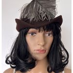 American Vintage Vintage 50-60's Bellini Originals Black cocktail tilt Hat Silver Feather Accent Photo 3