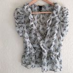 H&M ✨ Bird Print Elastic Waist Ruffled Blouse✨ Photo 6