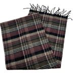 Vintage 100% cashmere Made in Scotland dark plaid fringe scarf unisex winter Photo 0