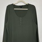 Torrid  Olive Green Knit Henley Scoop Neck Long Sleeves Top Photo 2