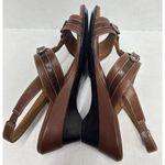Sofft Brown Leather Slingback Ankle Strap Wedge Peep Toe Sandal Shoe 7.5W Wide Size 7.5 Photo 4
