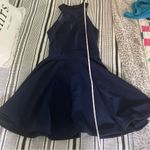 B Darlin Fit & Flare Halter Mini Dress sz 1/2 Navy Blue Mesh Cutout Party Dress Photo 14
