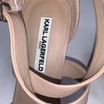Karl Lagerfeld  Cross Strap Taupe Wedge Heel Sandals S-017 Sz 9.5 Photo 3
