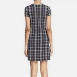 Theory Branteen JP Check Knit Mini Dress Navy White Plaid Size Large Photo 1