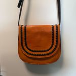 Tignanello Orange Leather Flap Front Saddle Bag Crossbody Accordion Style Purse Photo 1
