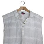 Vince Camuto Women's XS White Eyelash Fringe Linen Blend Blouse NEW Photo 2