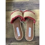 Chelsea and Violet  Slip On Flat Sandals Size 7M Woven‎ Boho Slides Tan Red Fringe Photo 1