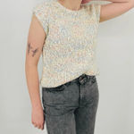 vintage retro chunky knit pastel rainbow undertone tank pearl white size M Pink Size M Photo 1