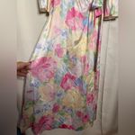 Vintage Lucie Ann Satin Pastel Floral Robe Neglige Medium White Photo 4