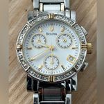 Bulova Chronograph Diamond Ladies Watch Pearl Dial Two-Tone Bracelet Case Photo 1