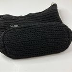 Black Woven Beige Stripe Summer Shoulder Bag Zip Pocket Photo 9