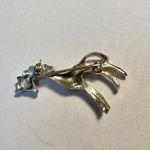 Tiny Vintage Signed Coro Pony Horse Brooch Pin Gold Tone & Rhinestone Photo 6