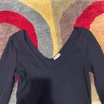 Free People Intimately Black Ribbed 3/4 Sleeve Scoop Neck Low Cut Top Size Small Photo 1
