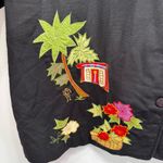 Vintage Hearts of Palm Cotton Blazer Tropical Floral Embroidered Appliqué Jacket Black Size 20W Photo 3