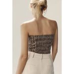 Anthropologie Maeve Strapless Corset Top Olive Green Metallic Sweetheart Medium Photo 1