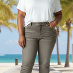 Chico's  So Slimming Crop Pants Gray Size 1.5 Stretch Cropped Jeans Photo 0