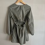 Very J  Sage Green Long Sleeve Cinched Waist Mini Dress Cutout Back Size Small Photo 4