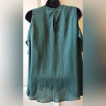 Gibson Latimer Gibson &Latimer women's Green  ruffle Cold Shoulder Top  3/4 Sleeves Blouse Sz S Photo 4