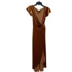 After Six FLUTTER SLEEVE VELVET WRAP MAXI DRESS WITH POCKETS Brown Size XS Photo 5