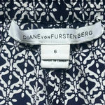 Diane Von Furstenberg  100% Silk Navy Geometric Tribal Print Drawstring Pants 6 Photo 3