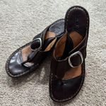 Born concept BORN Brown Leather Wedge Heel Sandals Women's Size 7 Adjustable Thong Style Photo 0