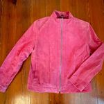 Reed Leather Co. Pink Suede Jacket Women’s Large Vintage Style Zip Up Moto Coat Red Photo 5