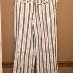 Mason & Belle Jacqueline Paperbag Linen Blend Belted Wide Leg Pants Blue white 8 Photo 1