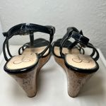 Jessica Simpson Black Patent T-Strap Cork Wedge Sandals Platform Heels Women's 9 Photo 5