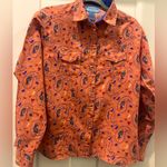 Wrangler Vintage  Blues Womens Horse Button Down Shirt Size large Orange Snap Y2K Photo 0