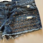 Abercrombie & Fitch Jean Shorts Distressed Metallic Embellishments Size 6 Y2K Photo 4